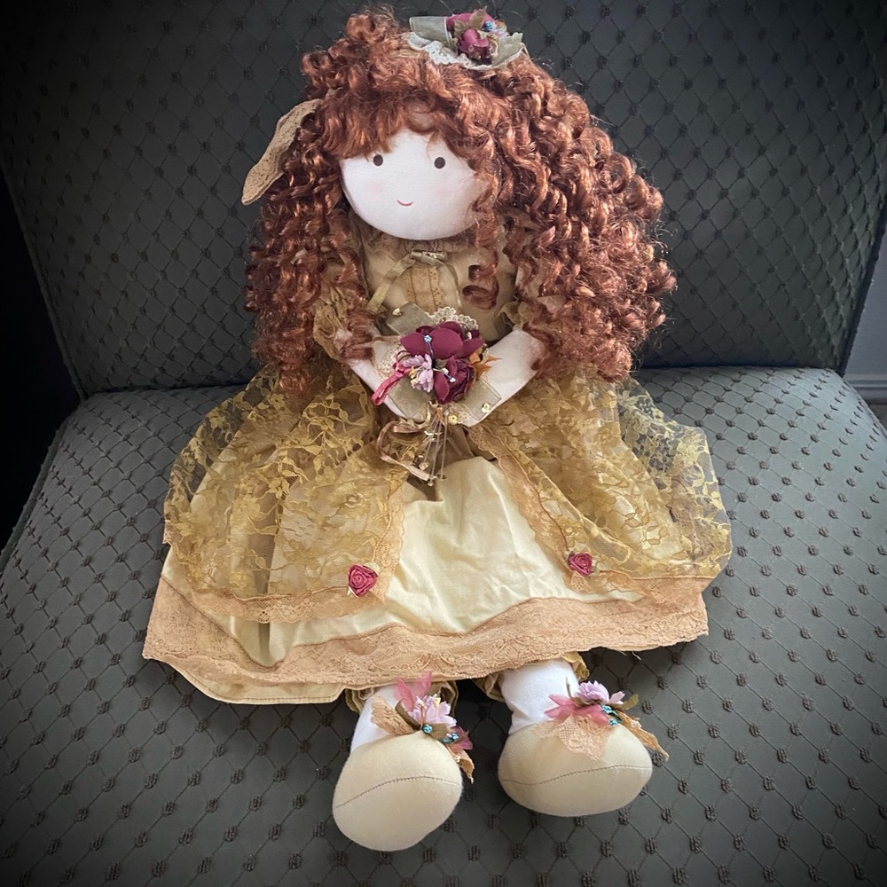 Cute vintage doll with lacy dress
